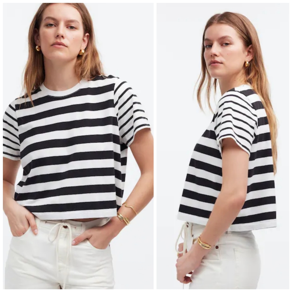 Madewell Black and White Striped Tee
